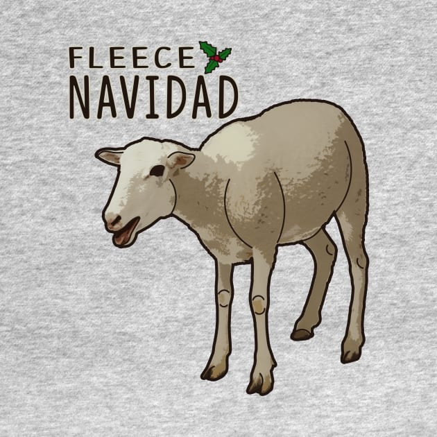 Fleece Feliz Navidad Pun Christmas Sheep by charlescheshire